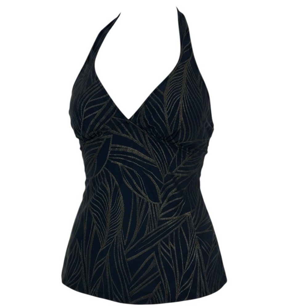Magicsuit Tankini Top 12 Black Gold Metallic Palm Leaf Glam Beach Tummy Control